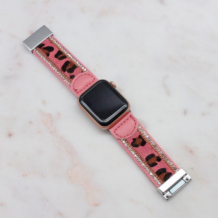 A photo of the Pink Leopard Apple Watch Band product