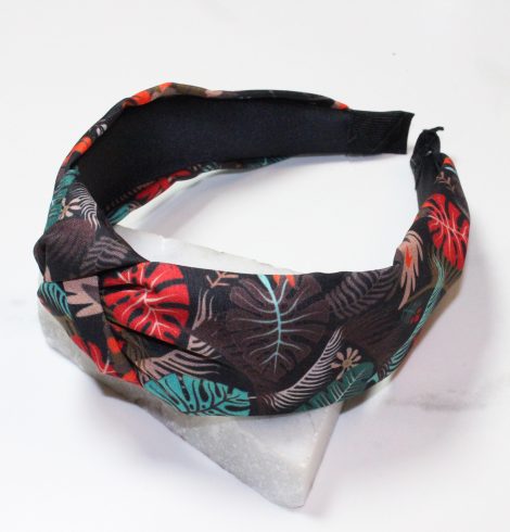 A photo of the Tropical Leaf Headband In Black product