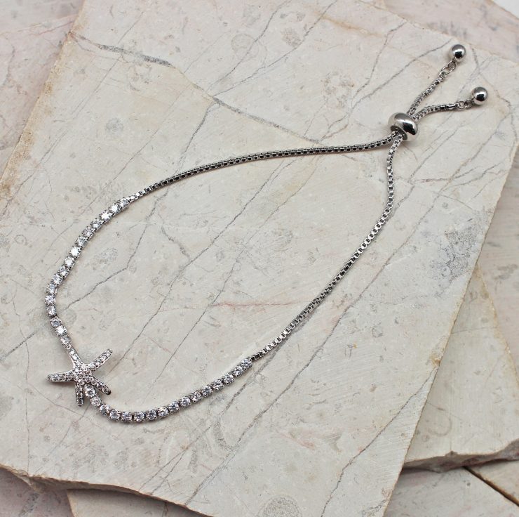 A photo of the Dazzling Starfish Adjustable Bracelet In Silver product