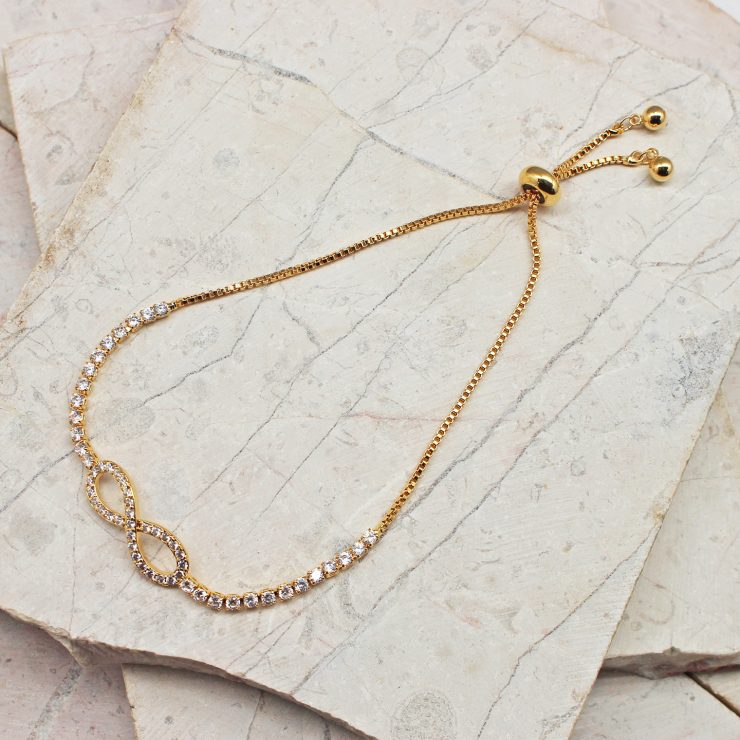 A photo of the Infinity Adjustable Bracelet In Gold product