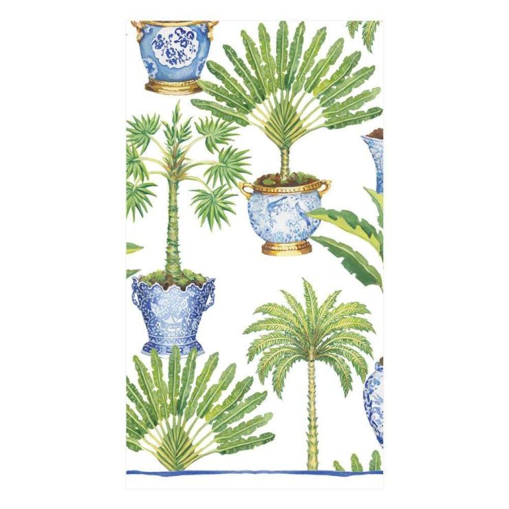 A photo of the Potted Palms Guest Towel Napkins In White product