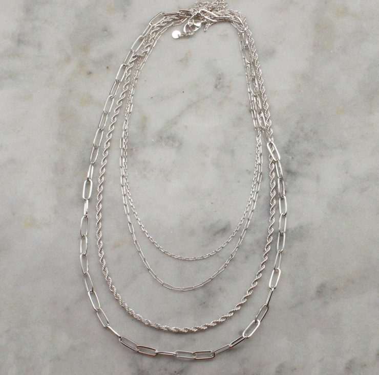 A photo of the Layered Paperclip Necklace In Silver product