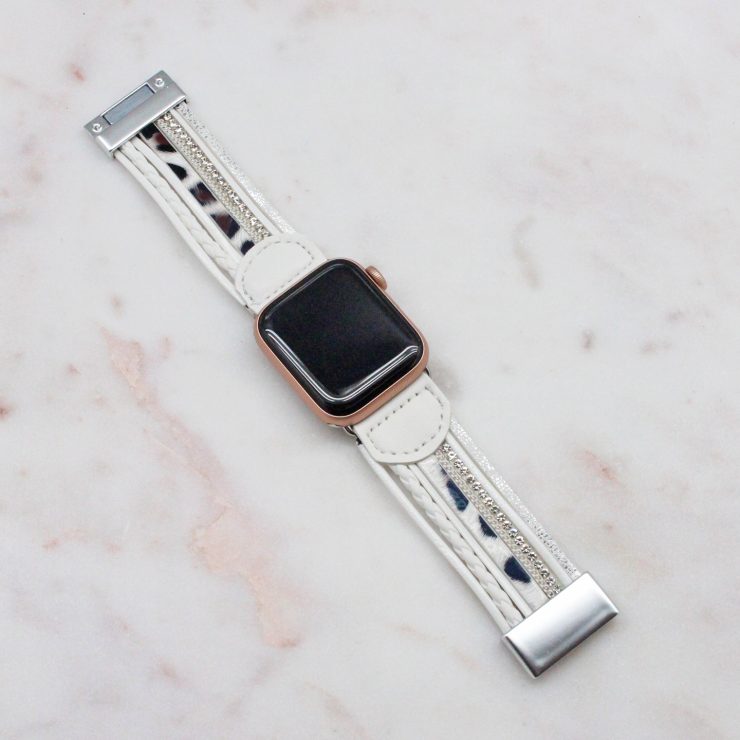 A photo of the White Leopard Apple Watch Band product