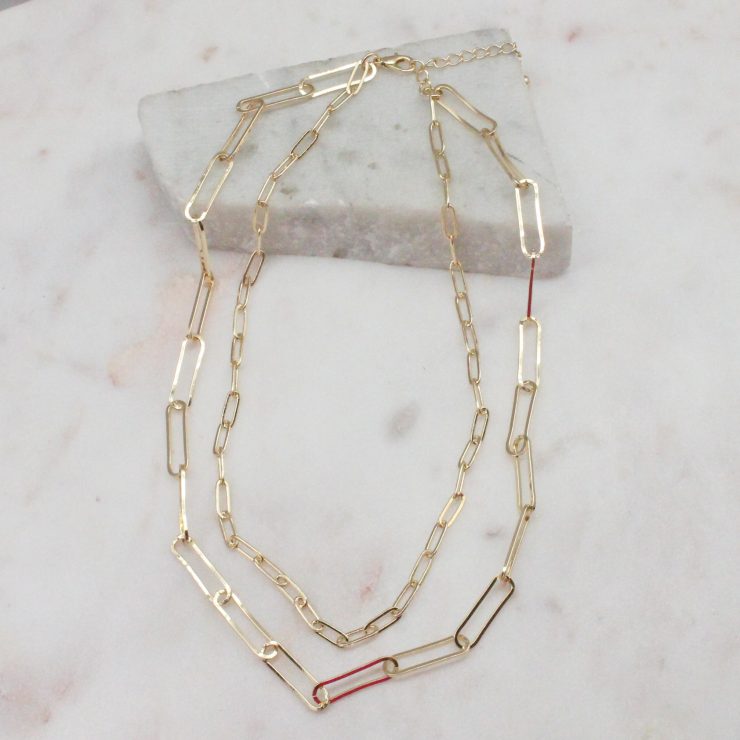 A photo of the Double Link Necklace In Gold product