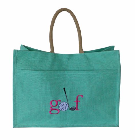 A photo of the Jute Golf Tote In Mint product