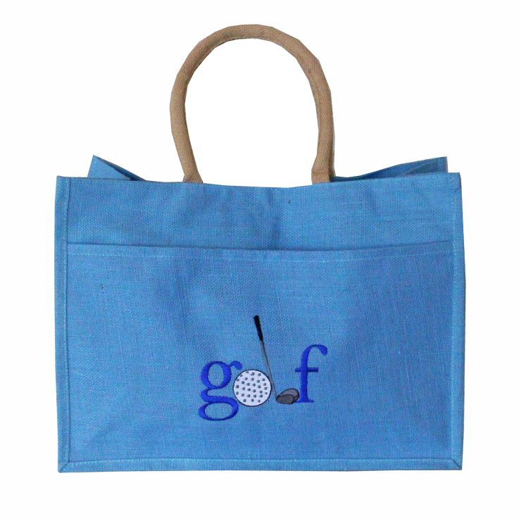 A photo of the Jute Golf Tote In Palace Blue product