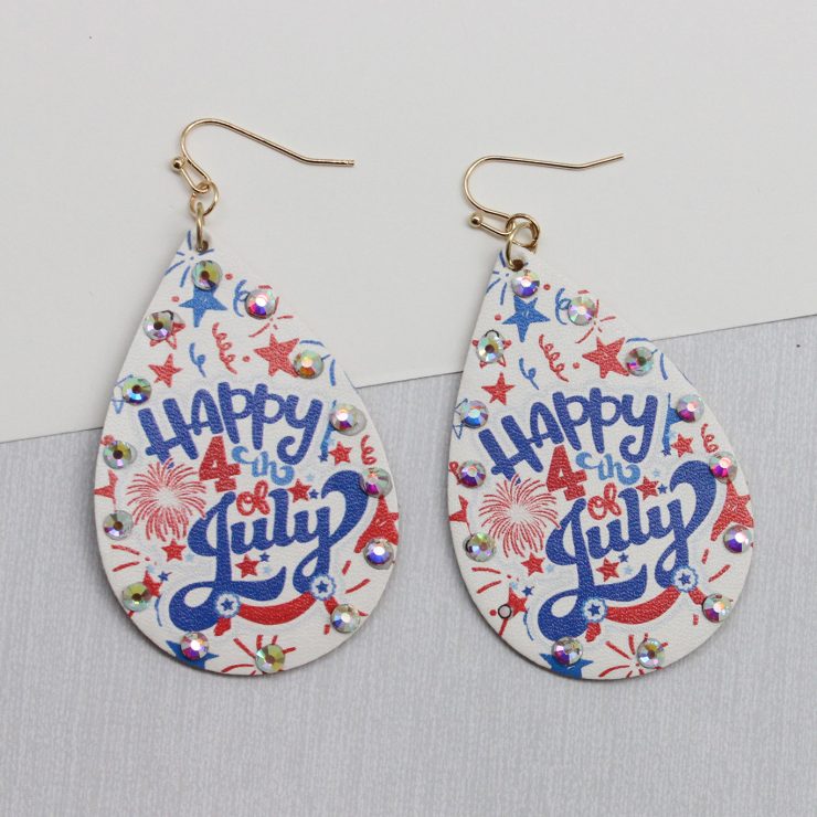 A photo of the 4th Of July Teardrop Earrings product