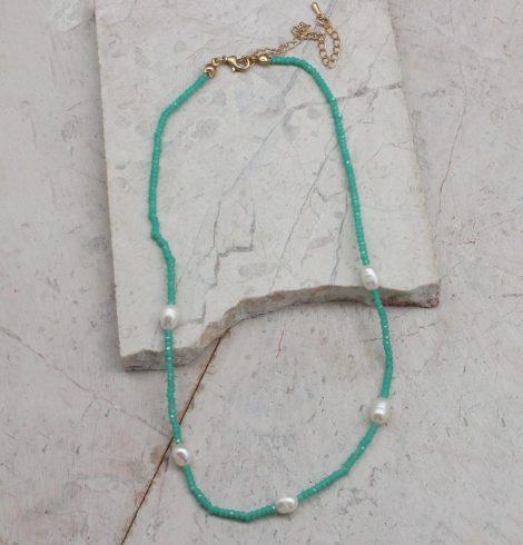 A photo of the Beaded Pearl Necklace In Mint product