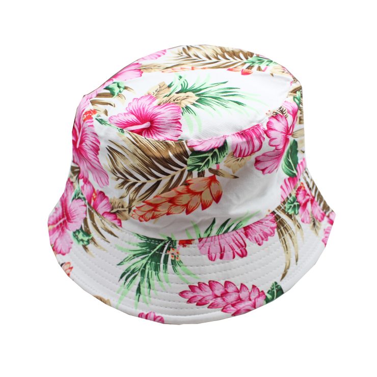 A photo of the Pink Hibiscus Bucket Hat product