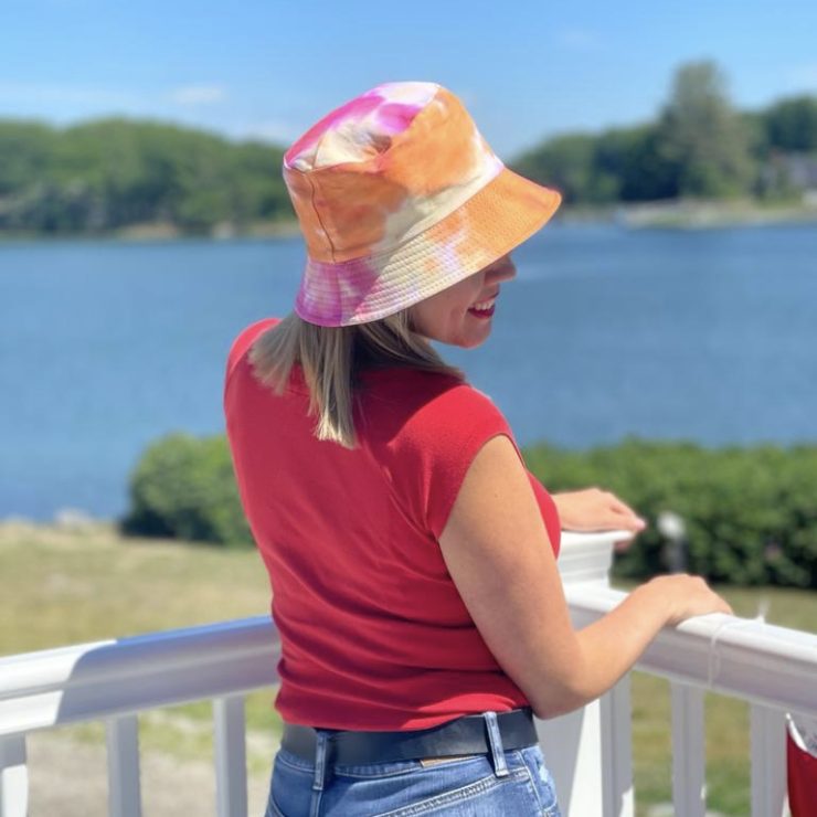 A photo of the Pink Tie Dye Bucket Hat product