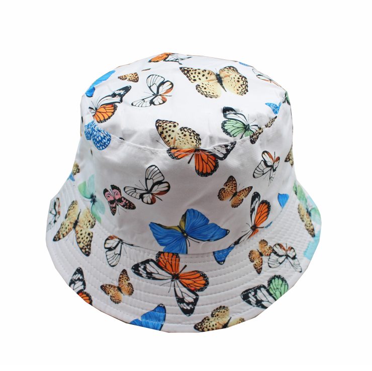 A photo of the Butterfly Bucket Hat In White product