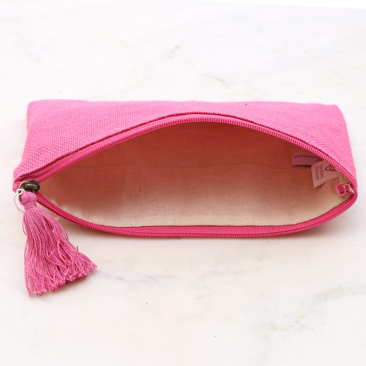 A photo of the Jute Cosmetic Bag In Hot Pink product