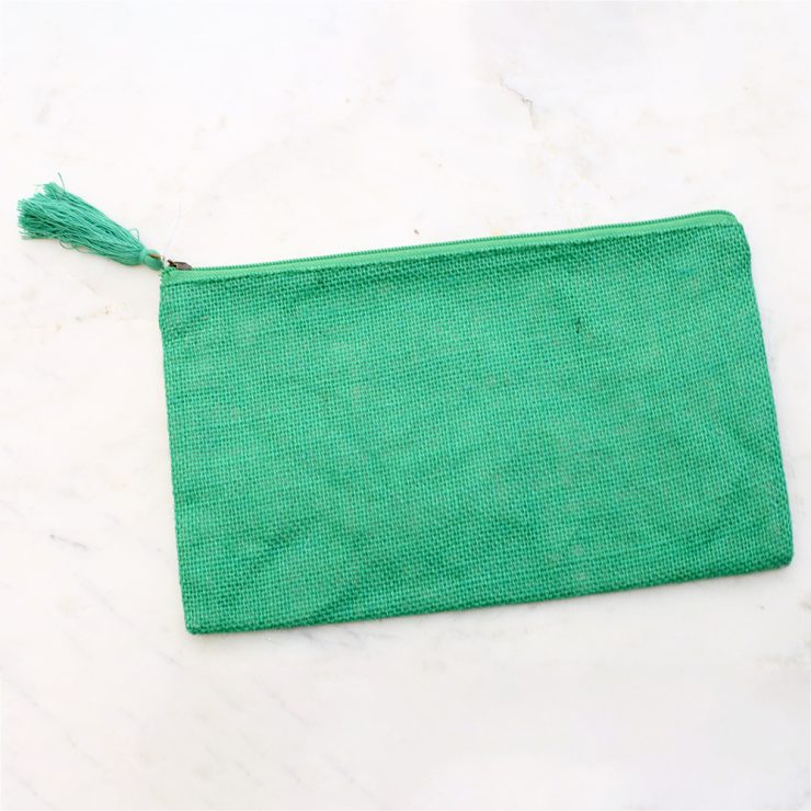 A photo of the Jute Cosmetic Bag In Kelly Green product