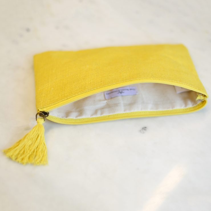 A photo of the Jute Cosmetic Bag In Yellow product