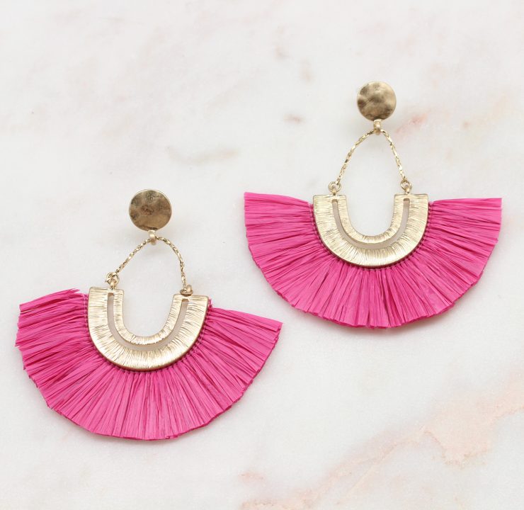A photo of the Rita Raffia Earrings In Pink product
