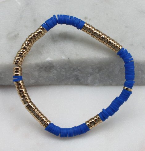 A photo of the Royal Blue & Gold Beaded Bracelet product