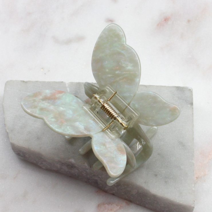 A photo of the Mint Iridescent Butterfly Clip product