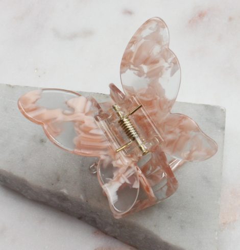 A photo of the Pink & Clear Butterfly Clip product