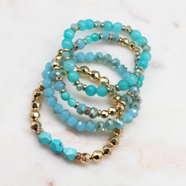 A photo of the Beaded Bracelet Stack In Turquoise product