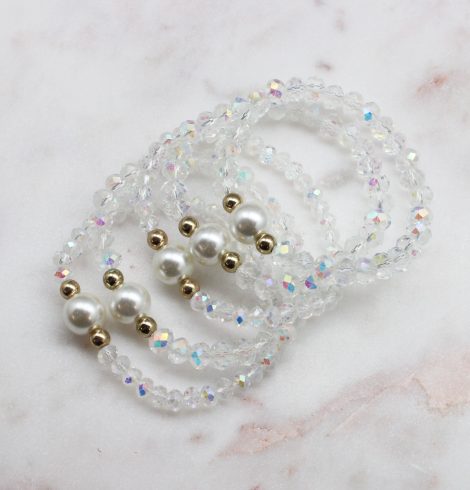 A photo of the Beaded Stack Bracelet In Clear product