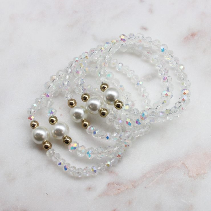 A photo of the Beaded Stack Bracelet In Clear product