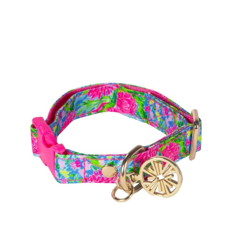 A photo of the Lilly Pulitzer Dog Collar In Bunny Business - S/M product