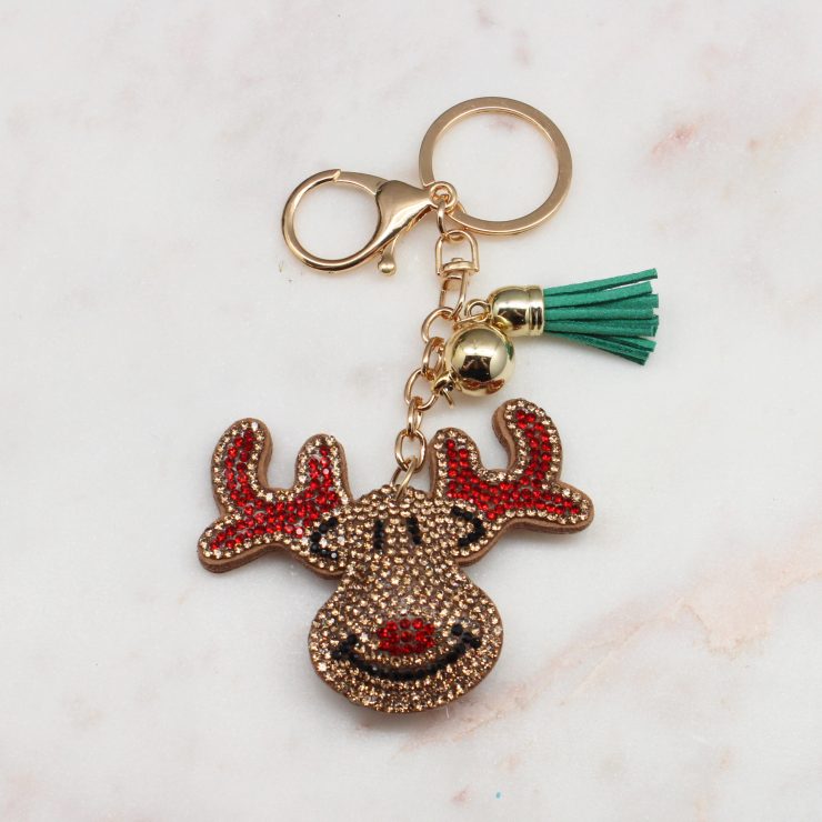 A photo of the Rhinestone Rudolph Keychain product