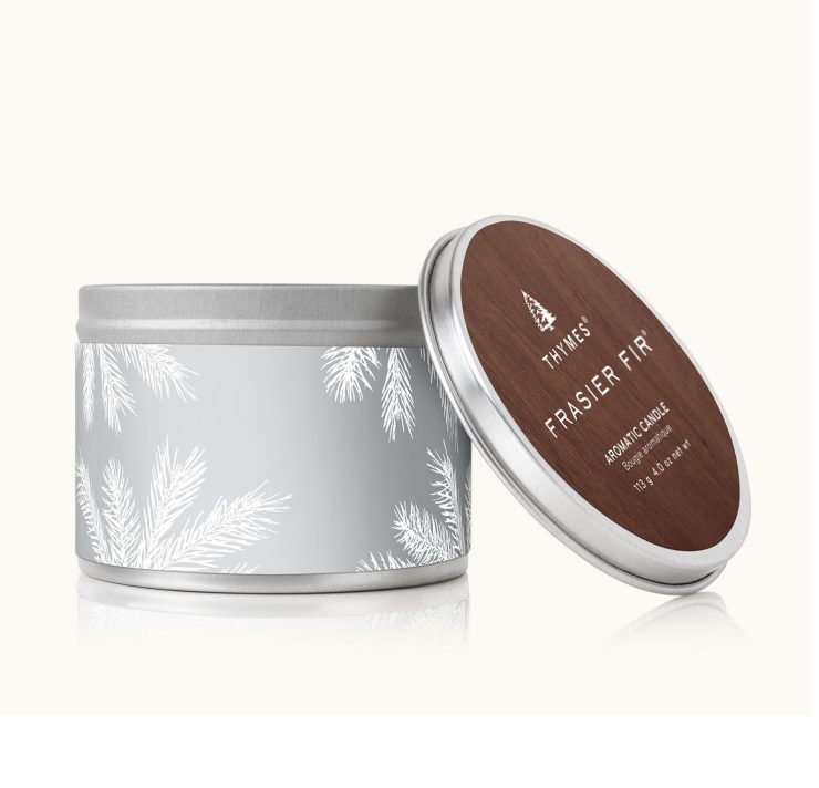 A photo of the Frasier Fir Statement Silver Candle Tin product