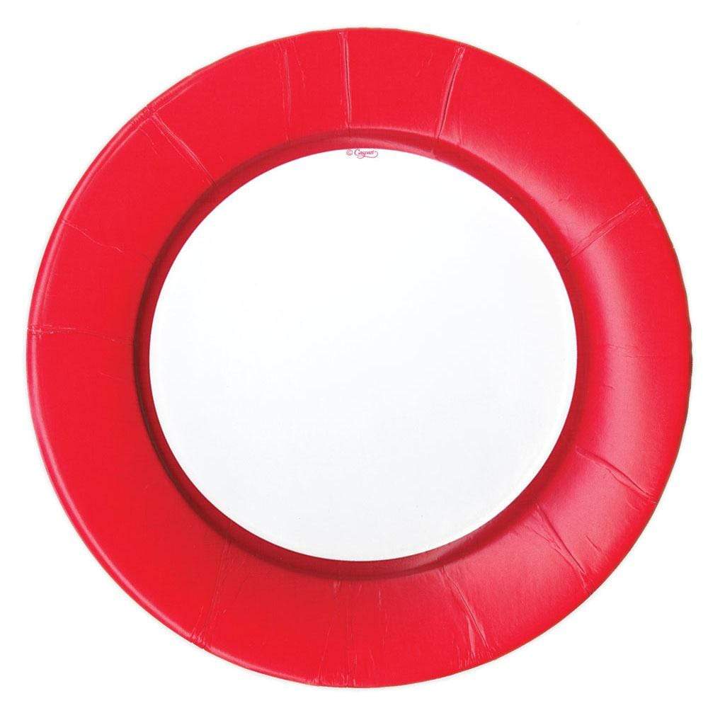 Red Border Plate Linen Border Paper Dinner Plates in Red - Best of Everything | Online ...