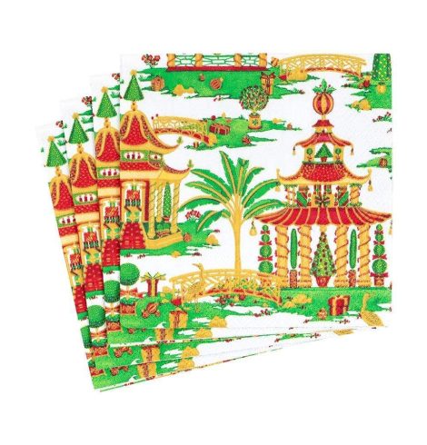 Christmas Pagodas Cocktail Napkins A photo of the Christmas Pagodas Cocktail Napkins product