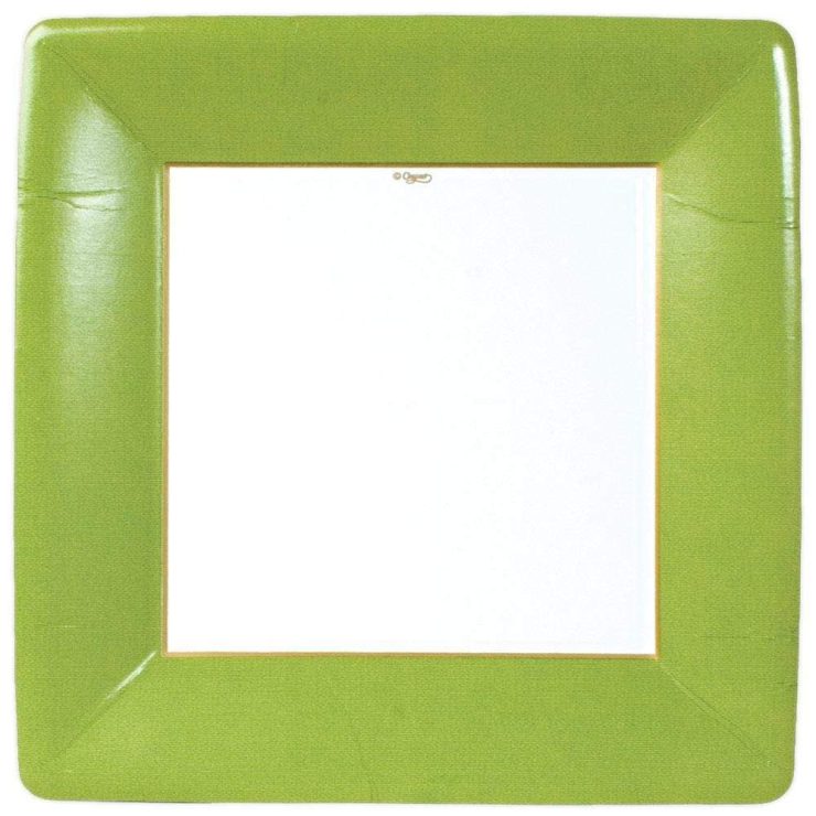 A photo of the Grosgrain Square Paper Dinner Plates In Moss product