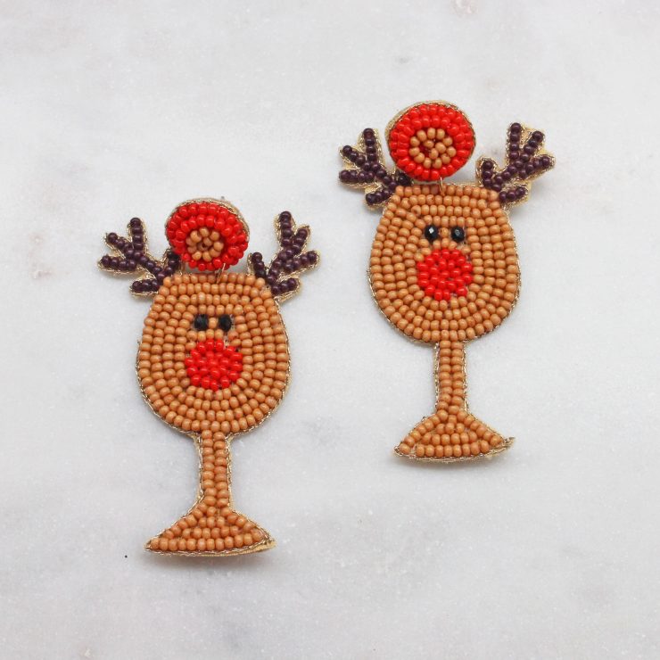 A photo of the Beaded Rudolph Earrings product