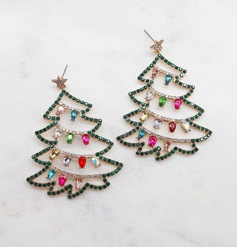 A photo of the Christmas Lights Rhinestone Earrings product