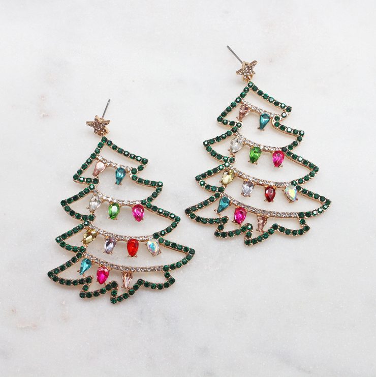 A photo of the Christmas Lights Rhinestone Earrings product