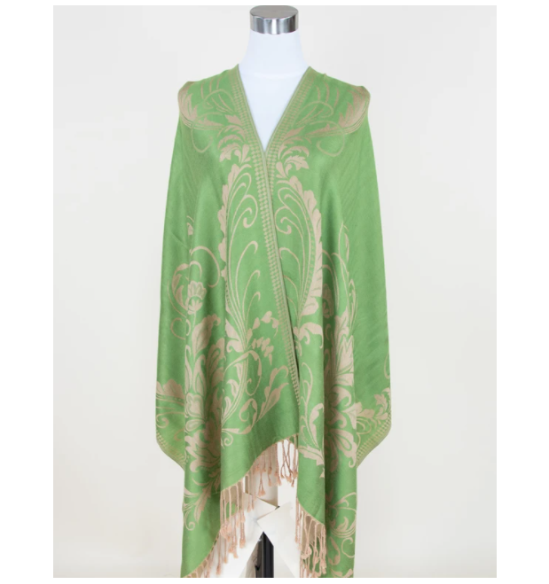 A photo of the Lime Green Floral Pashmina product