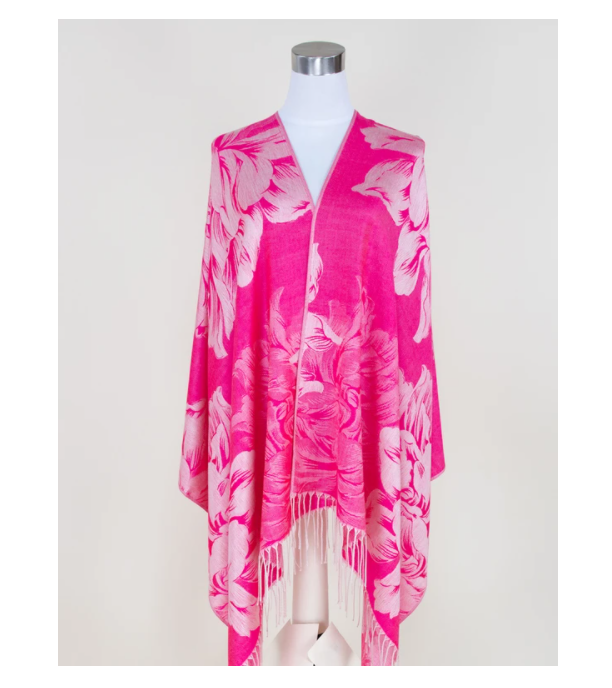 LissKiss Roses On Puce Pink Pashmina Feel With Tassels - Scarf at   Women's Clothing store