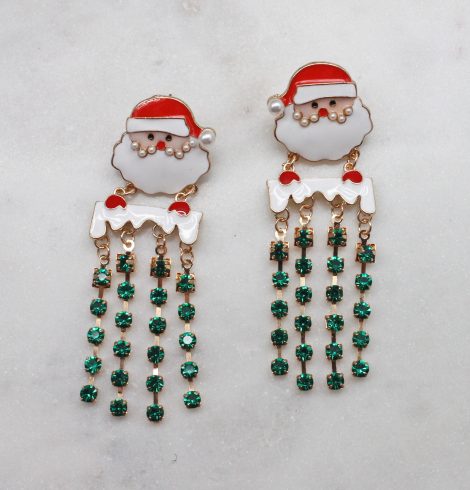 A photo of the Santa Earrings In Green product