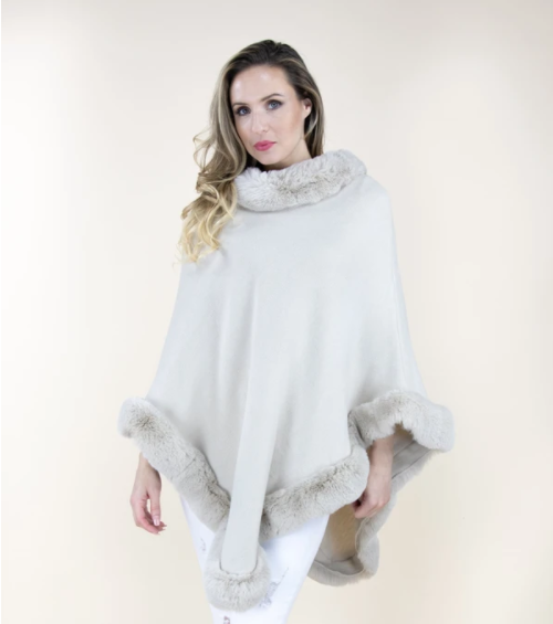 A photo of the Faux Fur Trimmed Poncho product