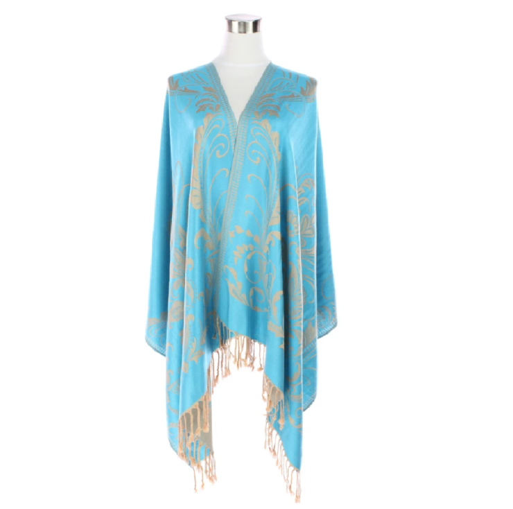 A photo of the Turquoise Floral Pashmina product