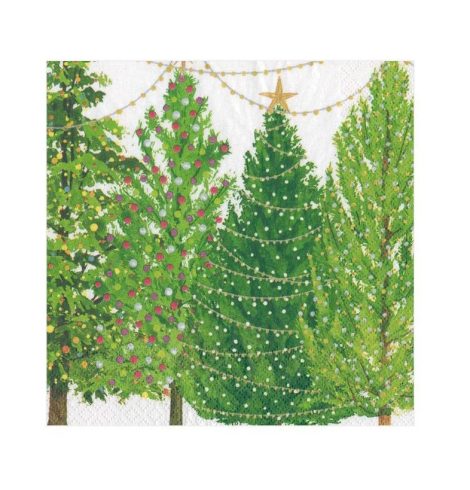 A photo of the Christmas Trees With Lights Cocktail Napkins product