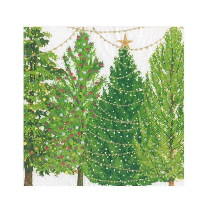 A photo of the Christmas Trees With Lights Cocktail Napkins product