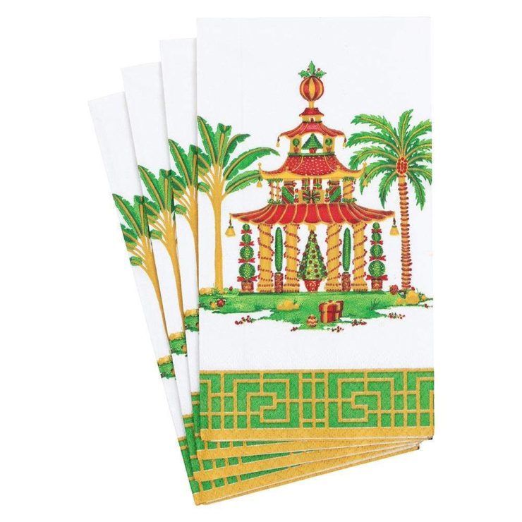 A photo of the Christmas Pagodas Guest Towel Napkins product