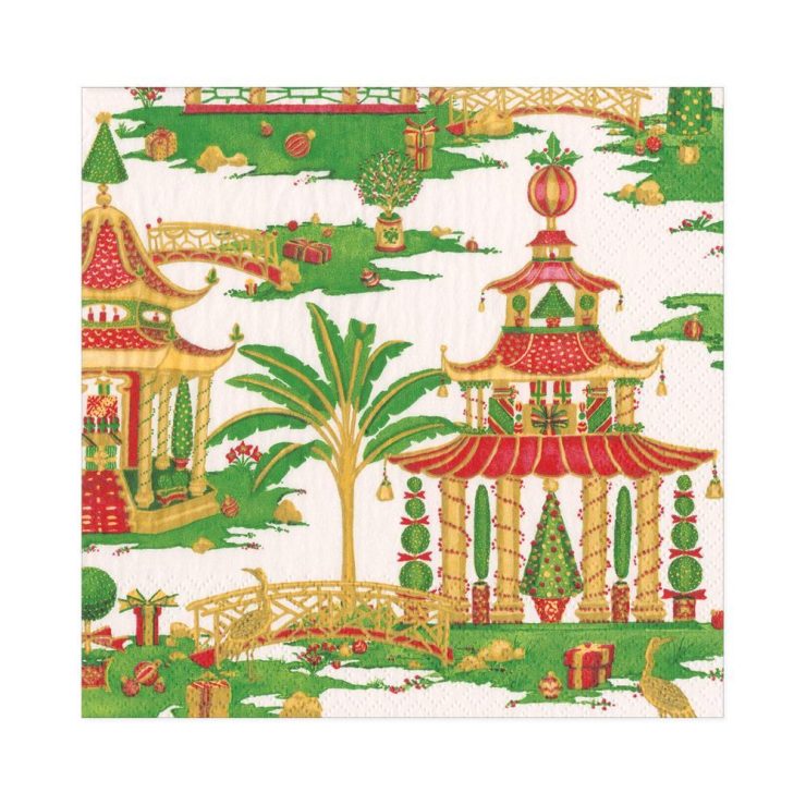 A photo of the Christmas Pagodas Luncheon Napkins product