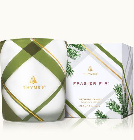 A photo of the Frasier Fir Frosted Plaid Medium Candle product