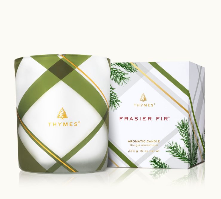 A photo of the Frasier Fir Frosted Plaid Medium Candle product