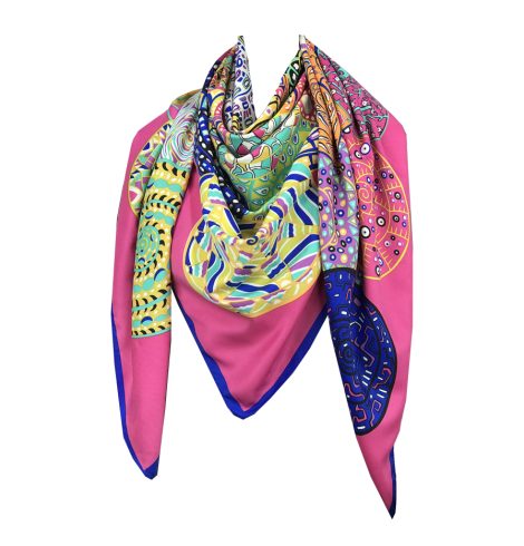 A photo of the Colorful Pinweel Scarf In Pink product