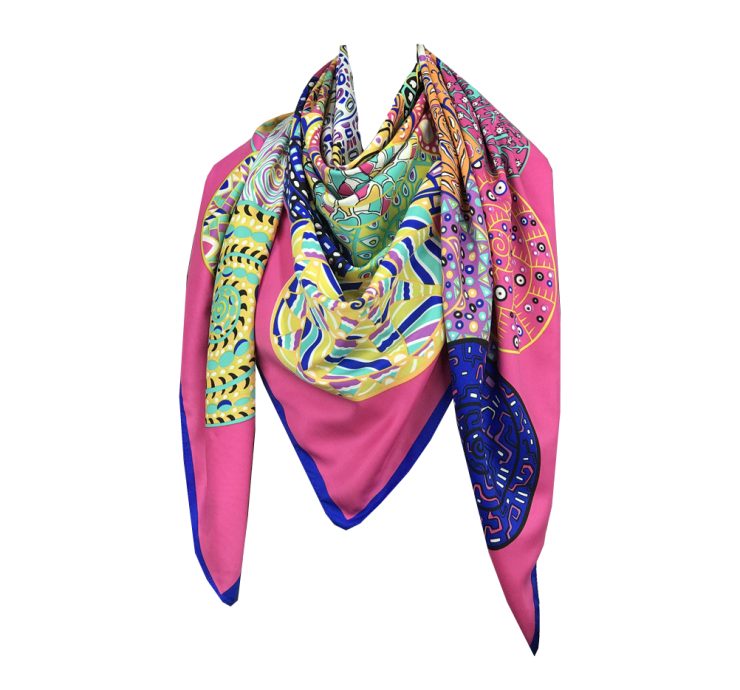 A photo of the Colorful Pinweel Scarf In Pink product
