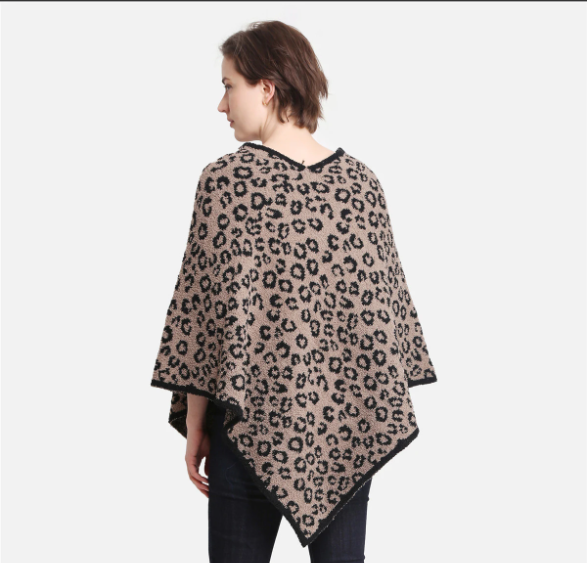 A photo of the Leopard Print Comfy Luxe Poncho product