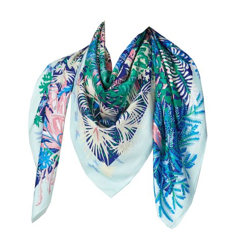Jersey Scarf Yoga Scarf Botanical Print white ink Floral Berry Branch Scarf Lightweight Scarf- Hand Printed Scarf - Jersey Scarf