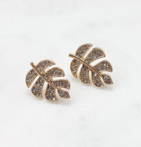 A photo of the Turtle Leaf Earrings In Clear product